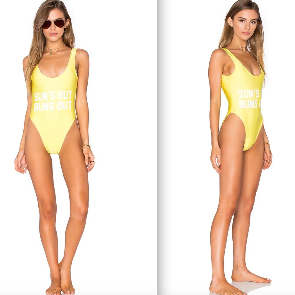 Suns Out Buns Out Private Party One Piece “classic California style” Yellow
